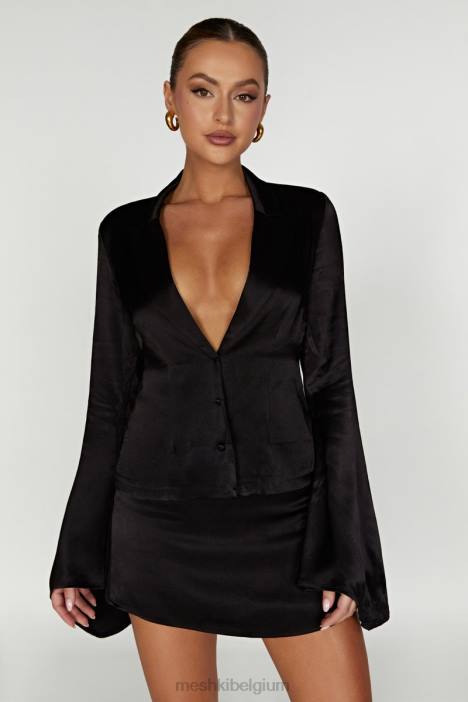 noa overhemd met lange mouwen en kraag Meshki zwart N4JN898 kleding