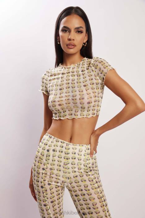 nora mesh crop-t-shirt Meshki buitenaardse afdruk N4JN1138 kleding