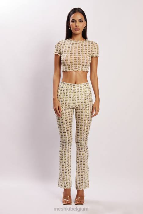 nora mesh crop-t-shirt Meshki buitenaardse afdruk N4JN1138 kleding