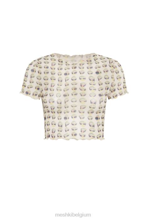 nora mesh crop-t-shirt Meshki buitenaardse afdruk N4JN1138 kleding