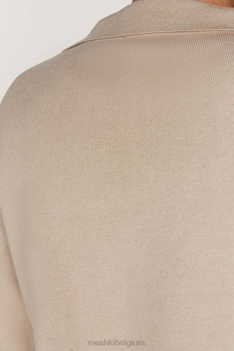 Lennox gebreide trui met kraag Meshki taupe N4JN893 kleding