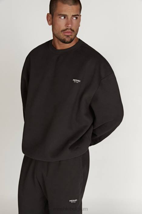 Phoenix oversized trui met ronde hals Meshki schemer zwart N4JN809 kleding