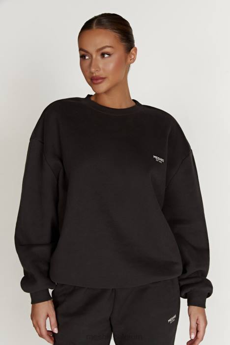 Phoenix oversized trui met ronde hals Meshki schemer zwart N4JN809 kleding