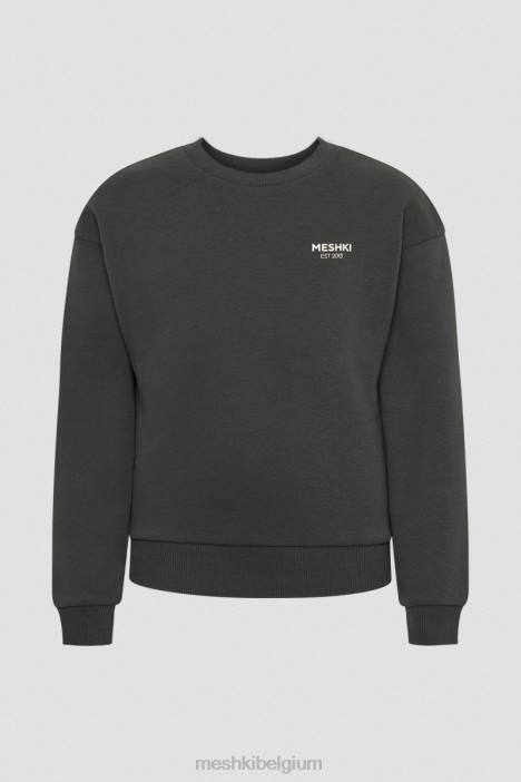 Phoenix oversized trui met ronde hals Meshki schemer zwart N4JN809 kleding